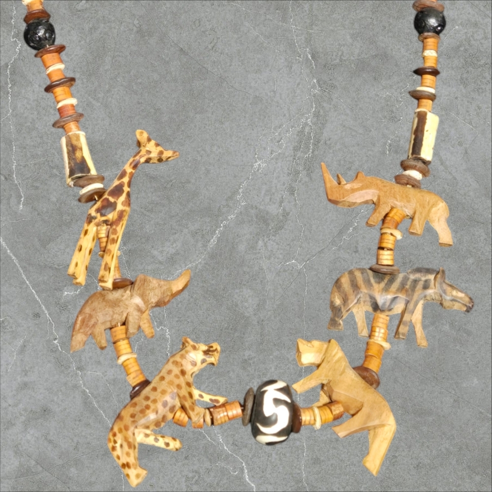 Zimbabwe Wooden Animals Necklace